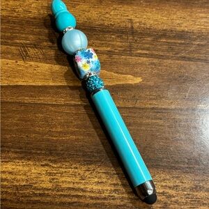 Stylish Blue Beaded Stylus Pen